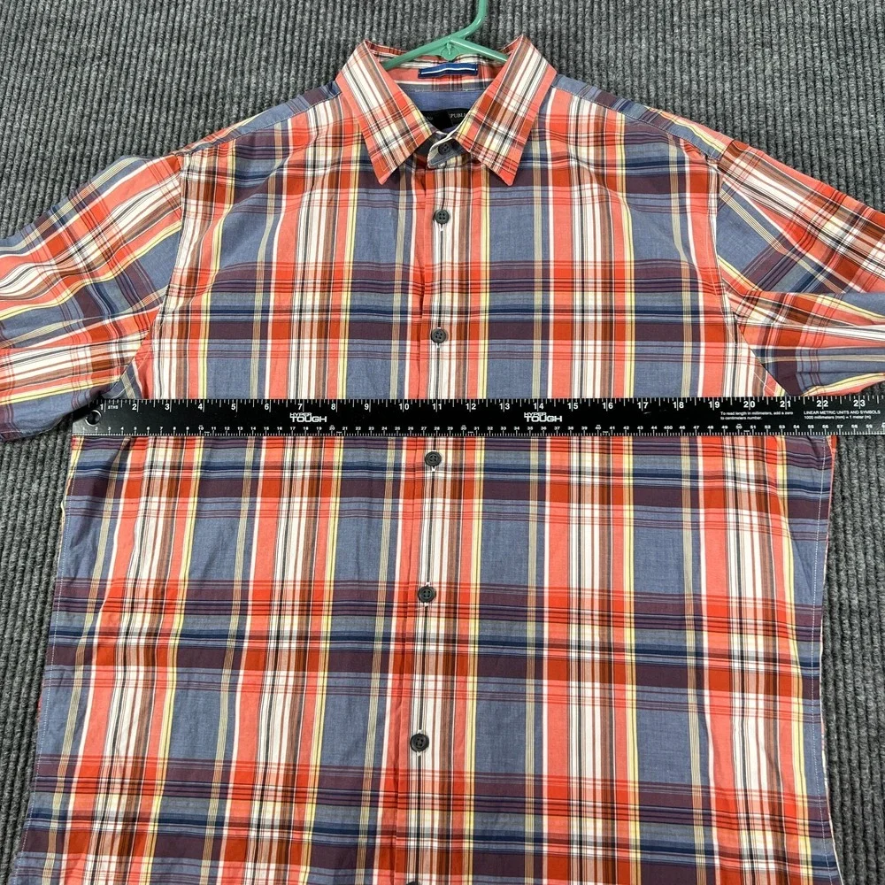 Banana Republic Mens Shirt Large Orange Plaid Long Sleeve Button Down Casual